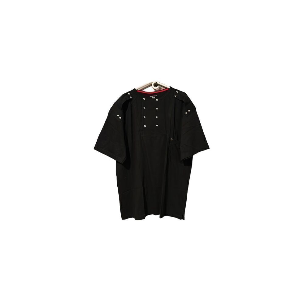 True Roots Men's Button Front Accent Short Sleeve Casual Black T-shirt 4XL